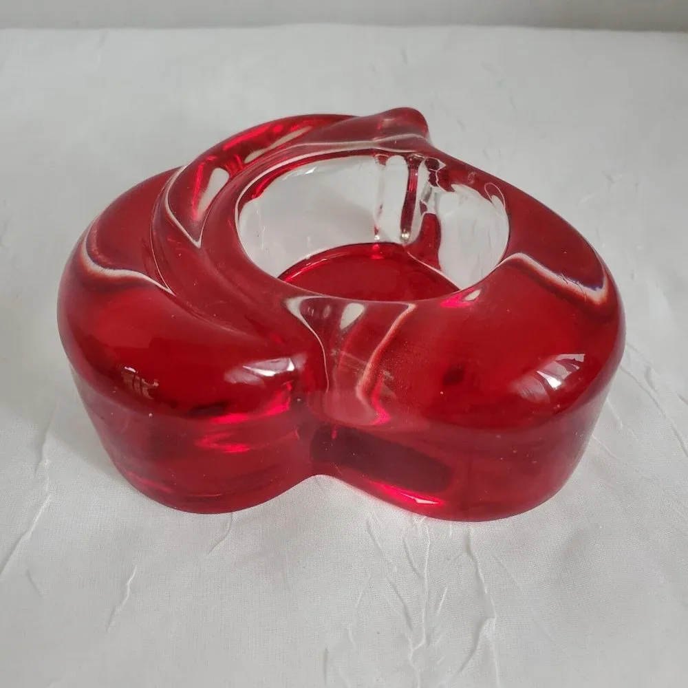 PartyLite Red Glass Heart Tealight Candle Holder Retired P8811 - Picture 8 of 12